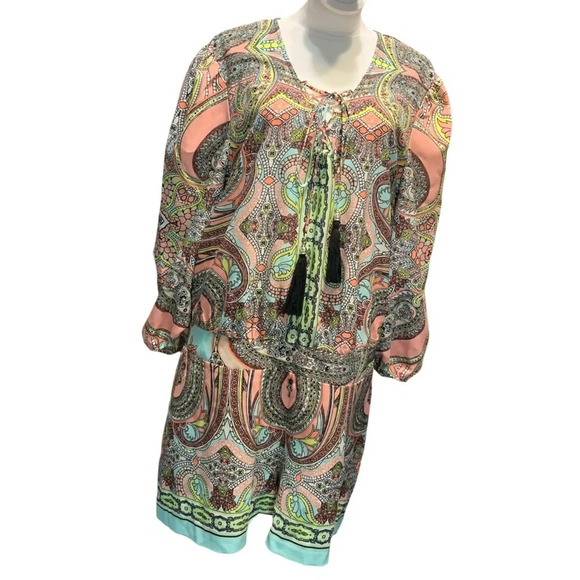 Bisou Bisou Paisley Boho Romper size XL - Picture 1 of 7
